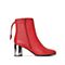思加图冬季新款欧美侧拉链马蹄粗跟羊皮短靴女皮靴子9LK01DD9