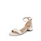 思加图2020夏季新款一字带粗跟牛皮革女皮凉鞋9US47BL0