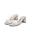 思加图2020夏季新款珍珠一字带女皮凉鞋粗跟高跟凉鞋拖鞋9RZ17BT0