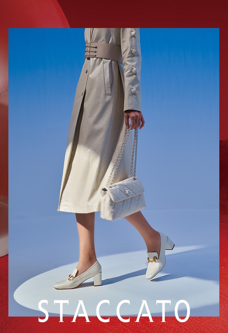 思加图2020秋季新款方头单鞋英伦风乐福鞋女满帮鞋9l338cm0