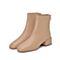 思加图2020冬季新款简约方头后拉链短靴羊绒皮革女皮靴9EV36DD0