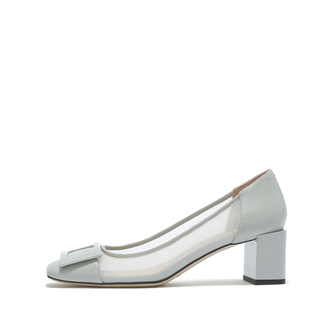 思加图2021春季新款复古方头中跟鞋粗跟单鞋休闲女鞋子9UP17AQ1