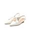 思加图2021春季新款时尚法式风尖头低跟凉鞋女皮猫跟凉鞋EBS01AH1