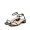 思加图2021夏季新款奶油鞋凉鞋女夏中跟时尚一字带凉鞋子EBO02BY1