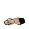 思加图2021夏季新款奶油鞋一字带凉鞋粗跟女夏中跟凉鞋子B2304BL1