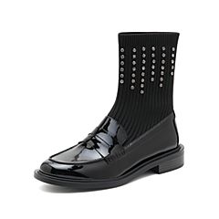 思加图2021秋季新款时尚水钻袜靴弹力靴瘦瘦靴女靴EAJ11CZ1