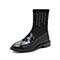 思加图2021秋季新款时尚英伦风水钻袜靴弹力靴中筒靴女靴EAJ11CZ1