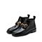思加图2021秋季新款复古石纹短靴圆头粗跟靴子女皮靴EBX08CD1