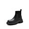 思加图2021冬季新款休闲套筒短靴圆头厚底弹力靴女皮靴EBV03DD1