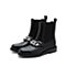 思加图2021冬季新款简约切尔西靴圆头低跟链子短靴女皮靴EDE10DD1