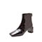 思加图2021冬季新款简约石头纹短靴粗跟后拉链靴子女皮靴9UP37DD1