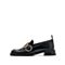 思加图2022春季新款英伦风通勤乐福鞋粗跟单鞋休闲女皮鞋EBX20AA2