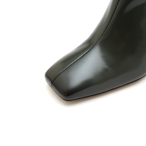 思加图2022冬季新款奶油鞋气质方头高跟鞋短靴女皮靴9VP19DD2