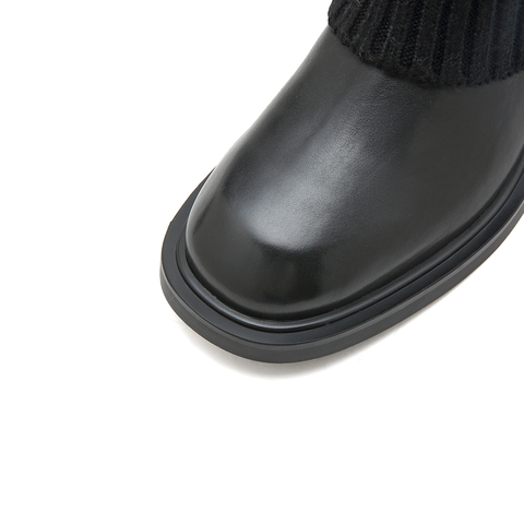 思加图2022冬季新款时尚中筒靴时装靴女皮靴EFP02DZ2