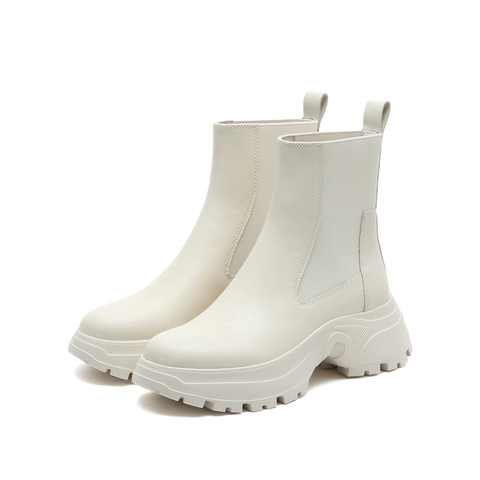 思加图2022冬季新款奶油鞋休闲厚底切尔西靴时装靴女中靴EFU03DZ2