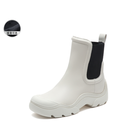 思加图2022冬季新款圆头甜酷切尔西靴短靴女皮靴EFB05DD2