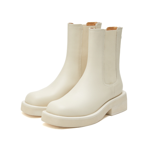 思加图2022冬季新款切尔西靴烟筒靴中筒靴女皮靴J8506DZ2