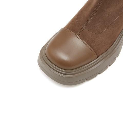 思加图2022冬季新款时尚弹力靴瘦瘦靴袜靴长靴高筒靴女皮靴J2852DG2