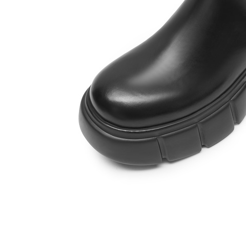 思加图2023冬季新款英伦风烟筒靴切尔西靴中靴厚底瘦瘦靴女皮靴S3008DZ3