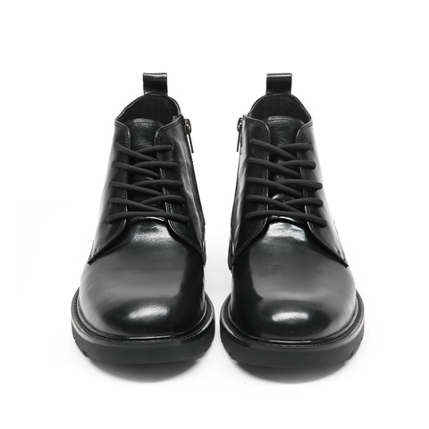 思加图2023冬季新款复古马丁靴低靴短靴粗跟黑色商务男靴S2832DD3