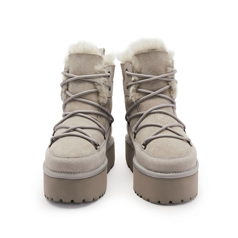思加图2023冬季新款复古雪地靴保暖毛里中靴厚底女皮靴S1353DD3