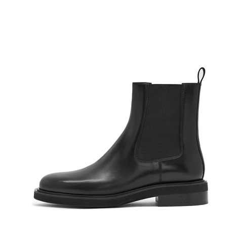 思加图2023冬季新款英伦风切尔西靴短靴粗跟黑色时装靴女靴子S3017DD3