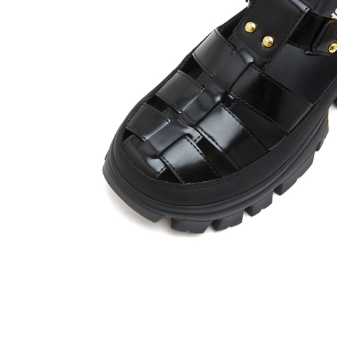 思加图2023夏季新款包头猪笼鞋厚底罗马凉鞋女凉鞋EBK35BL3