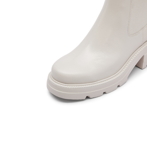 思加图2023冬季新款英伦风烟筒靴切尔西靴中筒靴厚底女靴子EEZ13DZ3