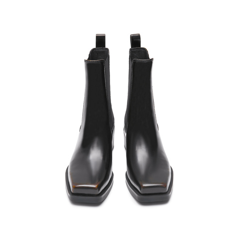 思加图2023冬季新款英伦风切尔西靴烟筒靴中筒靴粗跟女皮靴ETN02DZ3