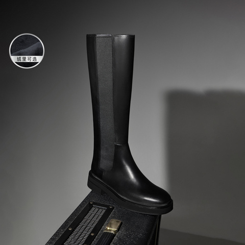 思加图2023冬季新款英伦风骑士靴长筒靴过膝靴粗跟时装靴女靴ESK02DC3
