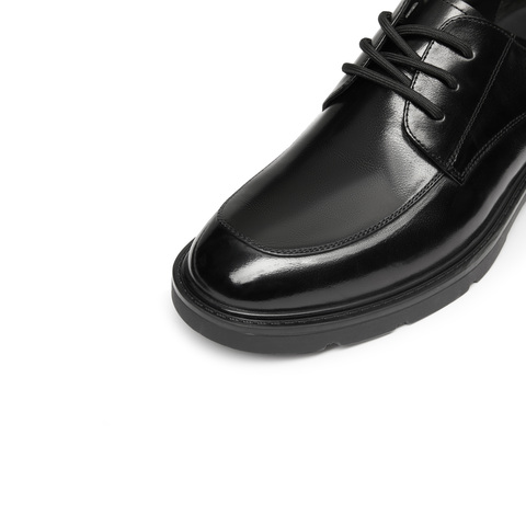 思加图2024春季新款英伦风牛津鞋系带商务皮鞋休闲黑色男鞋子H1385AM4