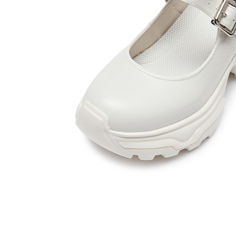 思加图2024秋季新款甜酷玛丽珍鞋厚底增高浅口鞋银色女鞋S4673CQ4