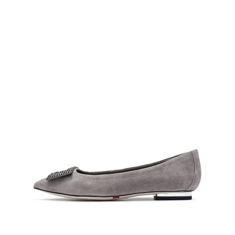 思加图2024秋季新款气质尖头单鞋平底鞋浅口鞋通勤女皮鞋9A948CQ4