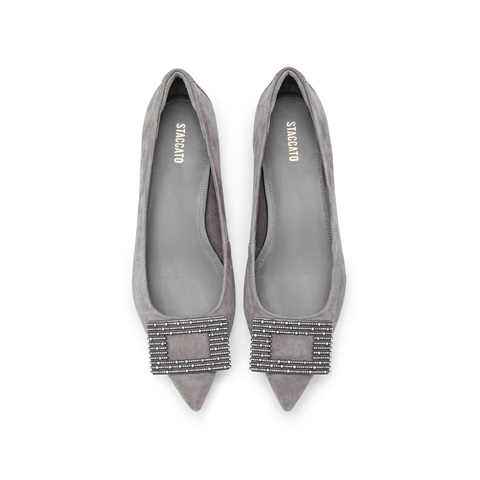 思加图2024秋季新款气质尖头单鞋平底鞋浅口鞋通勤女皮鞋9A948CQ4