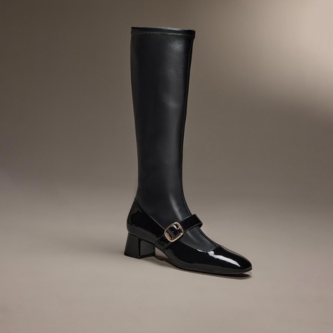 思加图2024冬季新款玛丽骑士长靴高筒靴弹力靴时装靴女皮靴9U003DG4