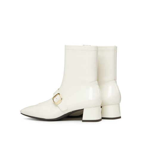 思加图2024冬季新款小玛丽奶油靴中靴粗跟时装靴女皮靴9U001DZ4