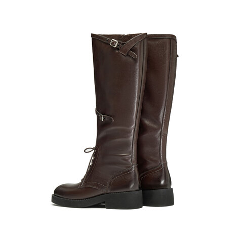 思加图2024冬季新款玫瑰骑士靴长靴高筒靴时装靴女皮靴9Y002DG4