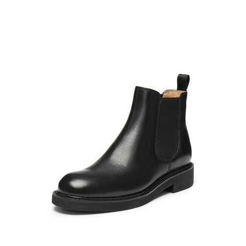 思加图2024冬季新款约克靴英伦风切尔西靴短靴低靴粗跟男靴子E1K09DD4