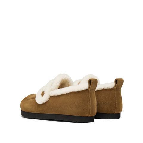 思加图2024冬季新款复古毛毛鞋保暖平底鞋乐福鞋女鞋子S9523DA4