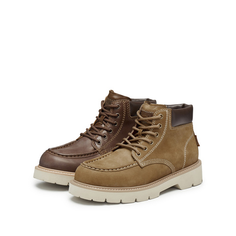 思加图2024冬季新款大漠靴英伦风马丁靴工装靴厚底低靴男靴子E1101DD4