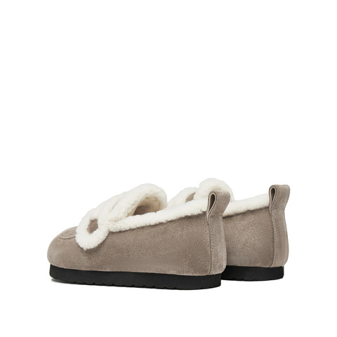 思加图2024冬季新款复古毛毛鞋保暖平底鞋乐福鞋女鞋子S9523DA4