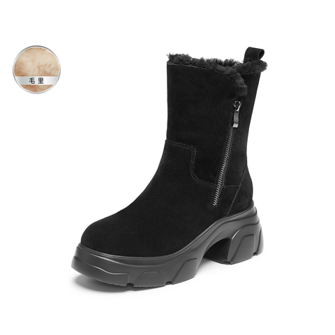 思加图2024冬季新款奶油鞋保暖雪地靴厚底增高中筒靴女靴M6817DZ4