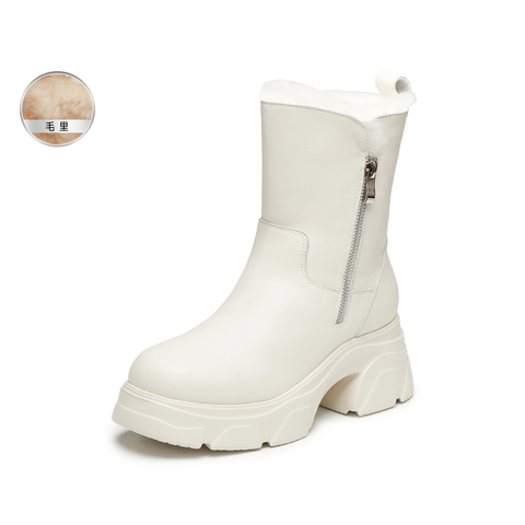 思加图2024冬季新款奶油鞋保暖雪地靴厚底增高中筒靴女靴M6817DZ4