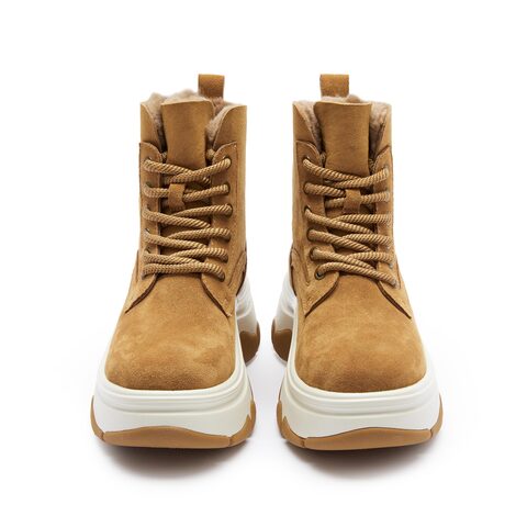 思加图2024冬季新款复古雪地靴保暖毛里短靴厚底时装靴S1116DD4
