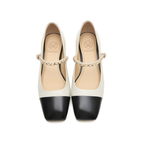 思加图2024春季新款复古方头玛丽珍鞋单鞋女皮鞋C2391AQ4