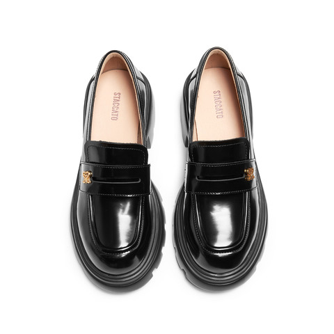 思加图2024秋季复古乐福鞋一脚蹬厚底增高小皮鞋单鞋女鞋J1883CA4