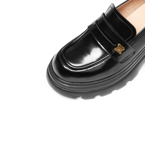 思加图2024秋季复古乐福鞋一脚蹬厚底增高小皮鞋单鞋女鞋J1883CA4