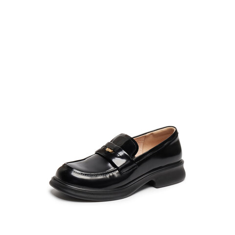 思加图2025秋季新款英伦风乐福鞋一脚蹬小皮鞋厚底女鞋Y2081CA4