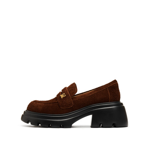 思加图2024秋季复古乐福鞋一脚蹬厚底增高小皮鞋单鞋女鞋J1883CA4