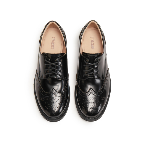 思加图2025冬季新款英伦风牛津鞋小皮鞋粗跟单鞋女鞋J5312CM4